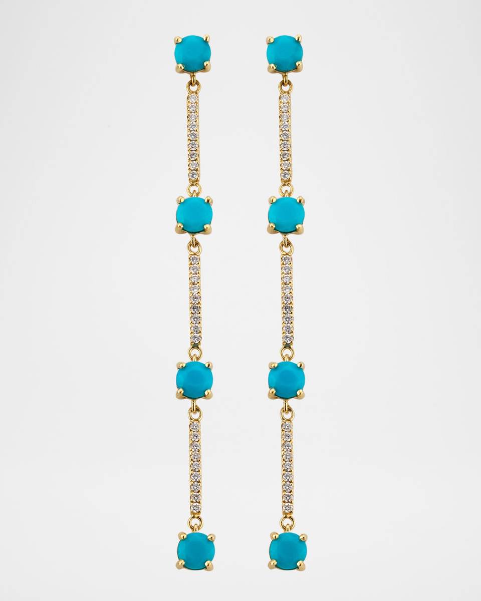 Solo Turquoise and Diamond Linear Earrings